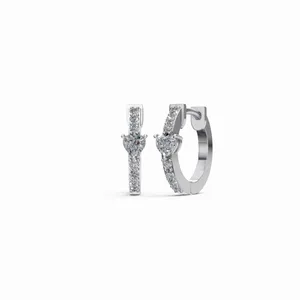Pendientes de Aro con Diamantes Cultivados en Laboratorio, Corte Redondo y Corazón, Oro Blanco de 18K, 16 Piezas, Certificados por IGI, Modernos, para Mujer, Estilo HIPHOPSTAR - Product Image 1