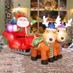 7ft 8pcs LED Lights 24W Double Deer Cart Santa Model Christmas Garden Elk Decoration Outdoor Holiday Yard Inflatable Decorations - Product Image 3