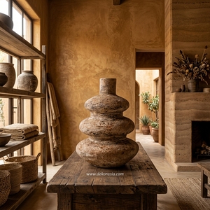 Vase à bulles à étages en terre cuite rustique marron Boletin, pot en terre cuite artisanal, urne décorative en céramique pour table - Product Image 5