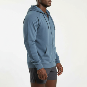 Men's Premium Fashion Zip Hoodie Soft Heavyweight Fleece Solid Color Drawstring Custom Woven <b>Label</b> Private <b>Label</b> OEM Manufacture - Product Image 3