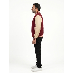 Chaqueta Varsity Personalizable para Hombre, de Lana y Cuero, Estilo Asimétrico Vanguardista, con Cierre, Talla 3XL, OEM - Product Image 3