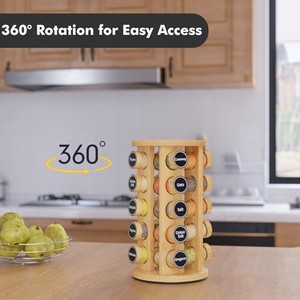 Bamboo <b>Spice</b> Carousel Rack 12 <b>Jars</b> - Wholesale Kitchen Organizer India - Product Image 4