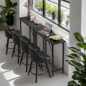 Tavolo da Bar Nero da 43 Pollici con Piano in MDF Resistente e Struttura in Metallo, Capacità 95 kg, Altezza da Pub per Cucina/Bar - Product Image 6