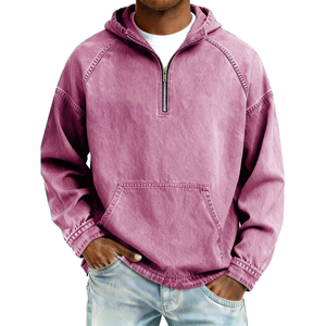 Sweat-shirt à capuche noir pour homme, 100% coton French Terry, coupe ample, décontracté, avec poche, pour l'automne - Product Image 4