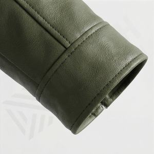 Blouson en cuir homme coupe ajustée style motard col montant décontracté printemps automne manteau mode vêtement d'extérieur couleur personnalisable - Product Image 6