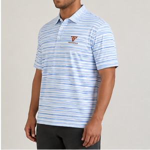 Trackstar Men's Sky <b>Blue</b> White Striped <b>Polo</b> <b>Shirt</b> Short Sleeve Button Collar Casual Golf <b>Shirt</b> Custom Logo - Product Image 4