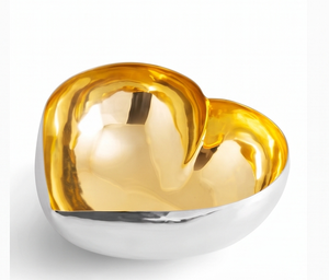 Cuenco en forma de corazón de plata y oro de primera calidad, elegante centro de mesa hecho a mano para decoración de comedor en hogares modernos. - Product Image 4