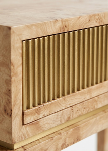 Table console moderne de luxe en bois de palissandre avec tiroirs en métal doré cannelé, table d'entrée pour hôtel et salon - Product Image 4