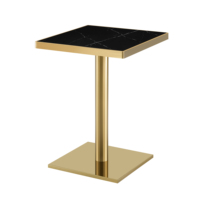 Tables de restaurant modernes en acier inoxydable rondes non pliables pour café et salon de thé - Noir/Blanc, faciles à nettoyer et durables