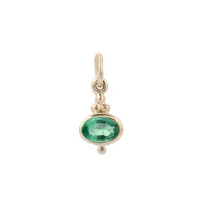 Minimalist Jewelry High Quality Emerald Gemstone Pendant 14K Solid Yellow Gold Solitaire Pendant Wholesale Jewelry Manufacturer