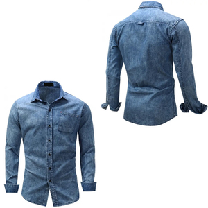 Camisas de Mezclilla de Algodón de Marca Privada de Buen Fabricante a Precios Económicos, Camisas de Mezclilla para Hombre de Talla Grande, Nueva Llegada, Gran Venta - Product Image 6