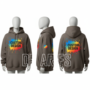 Dr. Arifs Maßgeschneidertes Herren Graues Kapuzen-Sweatshirt mit Vorder- und Rückendruck, Regular Fit, Baumwollfleece, Lässige Herbstkleidung - Product Image 4