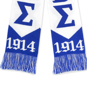 Écharpe Phi Beta Sigma bleu roi et blanc avec lettres grecques tricotées, vêtement de fraternité 1914, écharpe élégante et chaude pour l'hiver - Product Image 4