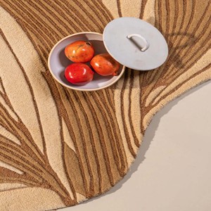 Alfombra de Lana con Forma de Hoja, Suave, Artística, Moderna, Abstracta, Hecha a Mano, para Sala de Estar, Dormitorio, Decoración de Piso de Diseño Único - Product Image 3