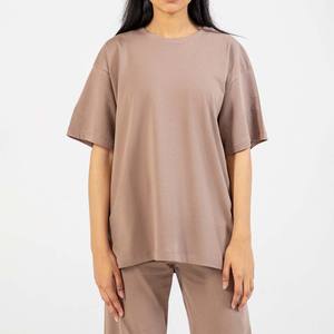 T-shirt ample pour femme de fabricant pakistanais, T-shirt décontracté, ensemble de détente élégant taupe OEM, logo personnalisé OEM/ODM - Product Image 5