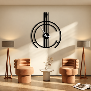 Modern Geometric Metal <b>Wall</b> <b>Clock</b> Contemporary Black Designer <b>Clock</b> with Gold Hands Decorative Round <b>Wall</b> Art for Dining Room - Product Image 2