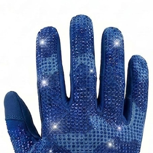 Guantes de Fútbol Americano con Pedrería Azul, Hechos a Medida, de Alta Calidad, Transpirables, para Equipos, Guantes Personalizados con Pedrería para Hombre - Product Image 3