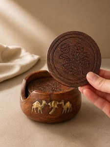 Acacia wood coaster simple coffee tea <b>cup</b> wood coaster for tableware and desktop wood <b>cup</b> coaster for hot selling - Product Image 3