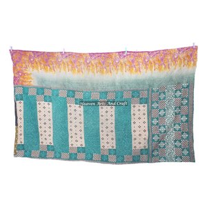 Modern Kantha Cotton Reversible Quilted <b>Bedspread</b> Handmade Cotton Kantha Quilt Indigo Quilt Indian Reversible Hand Stitched - Product Image 2