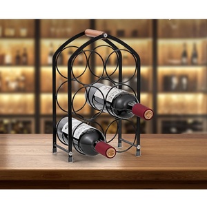 Modern Decorative Round Tabletop Wine Organizer Bottles Metal Wine <b>Rack</b> Black Wine Holder Stand For Home Kitchen <b>Bar</b> Storage - Product Image 2
