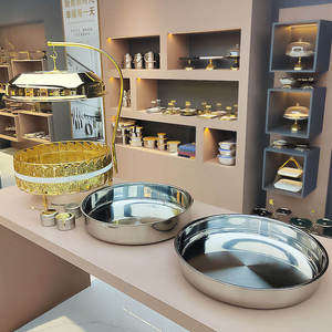 Luxury Gold Hanging Chafing Dish Stainless Steel <b>Buffet</b> Food Warmer with Lid Catering <b>Server</b> Hotel Banquet Tableware - Product Image 3