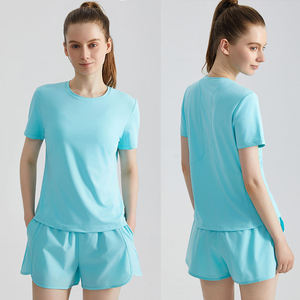 Conjunto Deportivo de Verano para Mujer, Dos Piezas, Camiseta y Pantalones Cortos, Transpirable, de Secado Rápido, Spandex/Poliéster - Product Image 5