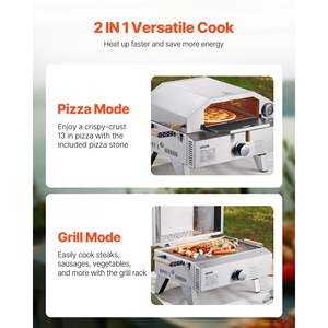 Four à pizza portable au gaz pour le camping en plein air, pierre à pizza en cordiérite épaissie de 13 pouces, thermomètre intégré, grill - Product Image 4