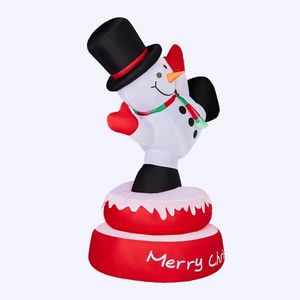 4.8FT Lighted Christmas <b>Inflatable</b> Decoration <b>Large</b> Rotating Snowman with Motor Funny Outdoor Holiday Yard Decorations Built - Product Image 5