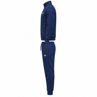 Ensemble de survêtement pour homme, veste zippée intégrale et pantalon, bleu marine uni, respirant, décontracté, coupe classique, automne