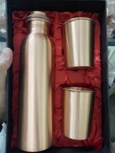 OTSAK - Juego de Botellas de Agua de Cobre de Lujo Modernas y Ecológicas de Primera Calidad para el Hogar, la Oficina, Campamentos al Aire Libre y Viajes - 32 oz/1000 ml - Product Image 2