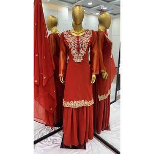 Designer XL Rayon Salwar Kameez with <b>Top</b>-Plazzo and Dupatta Heavy Embroidery Work for <b>Wedding</b> - Product Image 1