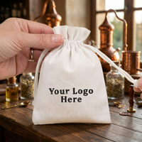 Sac d'emballage cadeau blanc en coton biologique recyclable imprimé sérigraphié avec cordon de serrage pour bijoux et bracelets - Vente en gros