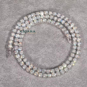 Collar de tenis de plata S925 con moissanita, corte brillante redondo, chapado en oro de 18K y rodio, joyería de lujo unisex para fiestas y compromisos. - Product Image 5