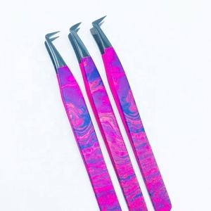 Vente en gros de pinces à cils en acier inoxydable Plasma noir Volume russe 90 degrés L violet papier enduit fibre pointue - Product Image 5