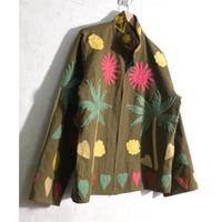 Veste matelassée respirante à col montant, brodée style tribal Suzani, motif floral d'hiver, style bohème hippie, faite main, style vintage, pour festival
