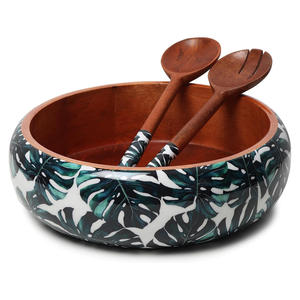 ชุดชามไม้ทำมือลายใบไม้เขตร้อนสำหรับงานเลี้ยง โดย AALIYAN IMPEX - Product Image 1