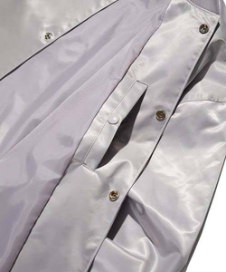 Men's <b>Silver</b> Satin Varsity <b>Jacket</b> Regular Fit Turn-down Collar Button Closure Casual Autumn Wear - Product Image 5