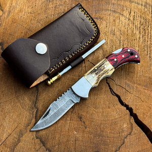UA Supplies Hot Selling Industrial Grade Damascus Steel Folding <b>Knife</b> Wood <b>Handle</b> Non-Adjustable Pocket Gear 6.5 EDC OEM Low MOQ - Product Image 1