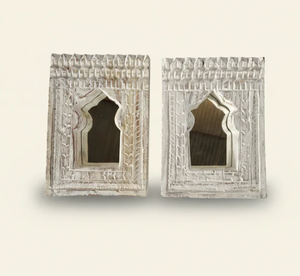 Miroir mural en bois vintage, finition blanche vieillie, miroir rectangulaire décoratif à suspendre pour salon, entrée - Product Image 2