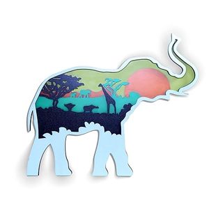 Décoration murale en bois en forme d'éléphant en gros, sculptures artisanales 3D d'animaux de la savane, paysages, pour salon, maison, bureau - Product Image 1