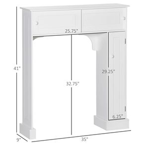 Mobiletto da Bagno Bianco Autoportante Sopra il WC con Ripiani Regolabili, Organizzatore per Toilette - Product Image 3