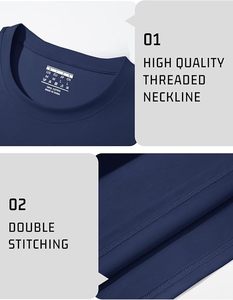 Camiseta de Manga Corta para Hombre, Cuello Redondo, Color Azul Marino, Corte Regular, Color Sólido, Informal, Tejido de Punto, 100% Algodón - Product Image 6