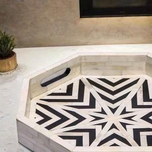 Bandeja Decorativa Premium con Incrustaciones de Hueso para el Hogar, Mesa de Centro, Servicio de Comida, Regalo, Hecha a Mano, Diseño Ecológico y Duradero - Product Image 3