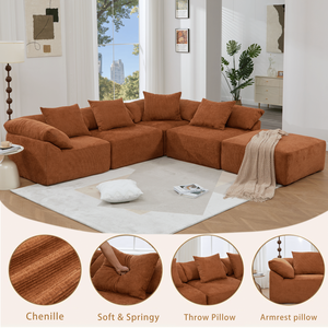 Nuovo Arrivo: Divano Componibile a L da 142 Pollici, Convertibile in Letto, Set da 5 Pezzi con Massimo Comfort - Product Image 5
