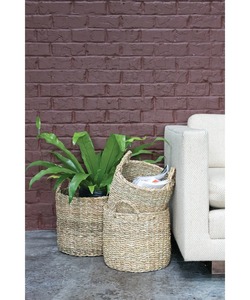 Set of 3 Round Seagrass <b>Baskets</b> with Handles Handmade <b>Storage</b> <b>Basket</b> Wholesale eco-friendly Made in Vietnam - Product Image 3