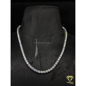 Luxury Moissanite <b>Iced</b> Out Hip Hop Tennis <b>Chain</b> Necklace with Custom Plating Options in 925 Sterling Silver By Trisha Jewels - Product Image 4