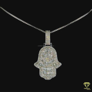 Collier pendentif haut de gamme en argent sterling 925 avec design en diamants Moissanite sertis - Product Image 2