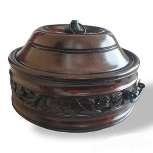 Handcrafted Wooden Storage Box with Lid Metal Clasp Vintage Carved Design Multipurpose Organizer - Product Image 3