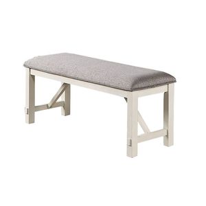 Mobili sala da pranzo 1x panca con tessuto grigio cuscino sedile bianco linee pulite per soggiorno sedie - Product Image 3