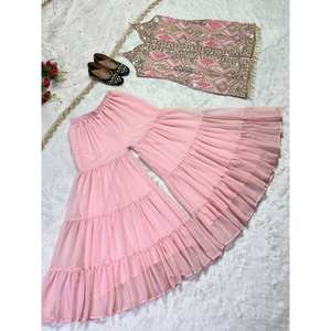 Conjunto de ropa de fiesta para mujer de diseñador Sharara Plazzo Dupatta - Product Image 3